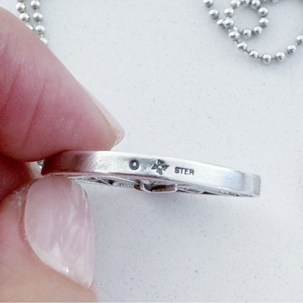 Solid Sterling Silver Cross Circle Outline Accent… - image 7